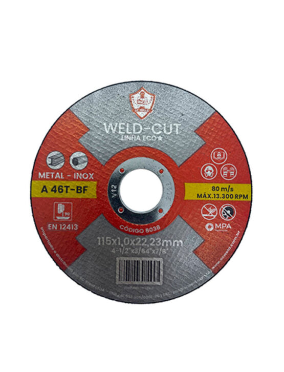 Disco de Corte Fino WELD CUT 4½" X 1,00MM X 7/8" ECO