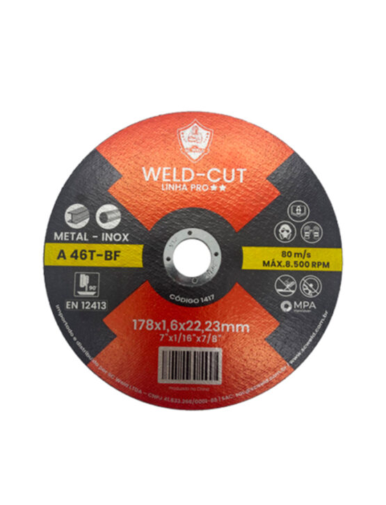 Disco de Corte Fino WELD CUT 7" X 1,6MM X 7/8"