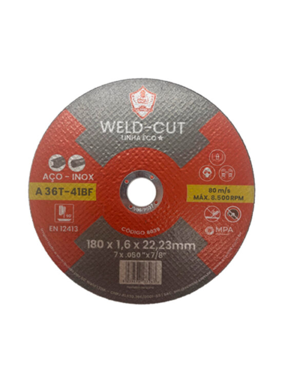 Disco de Corte Fino WELD CUT 7" X 1,6MM X 7/8" ECO