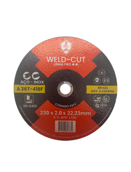 Disco de Corte Fino WELD CUT 9" X 2,0MM X 7/8"