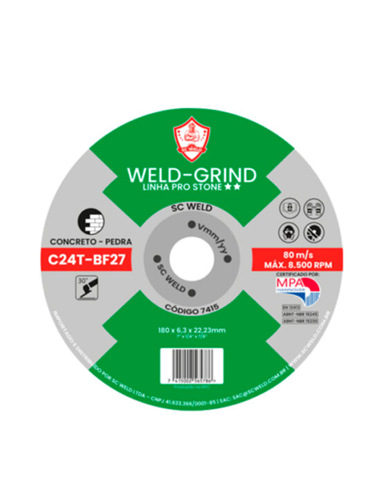 Disco de Desbaste STONE WELD GRIND 7" X 1/4 (6,3MM) X 7/8" PRO STONE