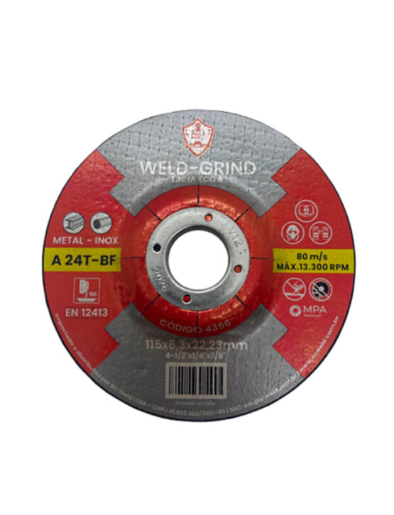 Disco de Desbaste WELD GRIND 4 ½" X 1/4 (6,3MM) X 7/8"