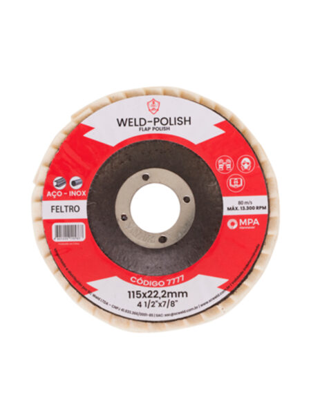 Disco de Flap WELD CURVO 4.1/2" FELTRO POLIMENTO