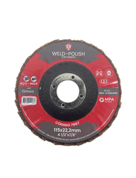 Disco Flap Polimento Manta WELD POLISH 4½" X 1/8" X 7/8" G GROSSO
