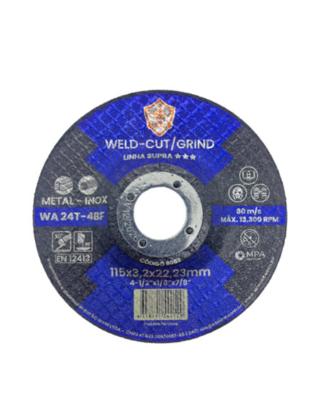 Discos de Corte e Desbaste WELD CUT (CHANFRO) 4½" X 3,20MM X 7/8" SUPRA