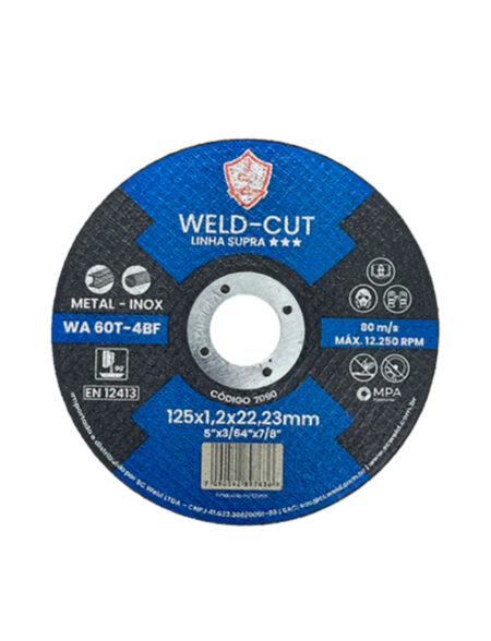 Discos de Corte Finos WELD CUT 5" X 1,20MM X 7/8" SUPRA