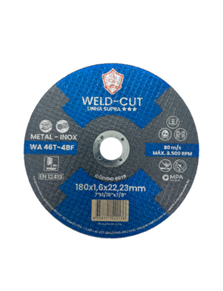 Discos de Corte Finos WELD CUT 7" X 1,6MM X 7/8" SUPRA