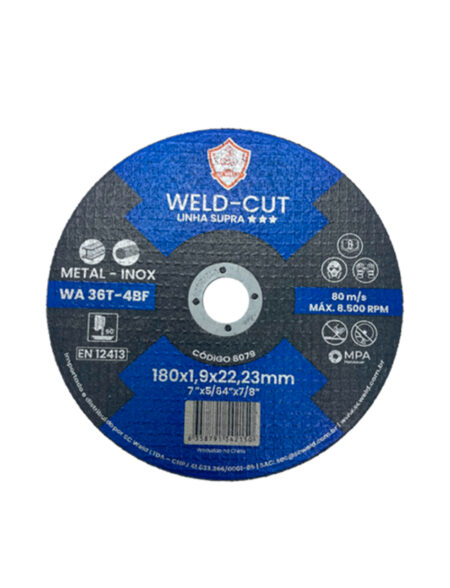 Discos de Corte Finos WELD CUT 7" X 1,9MM X 7/8" SUPRA