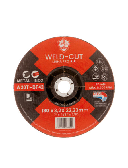 Discos de Corte Grossos WELD CUT 7" X 3,2MM X 7/8"