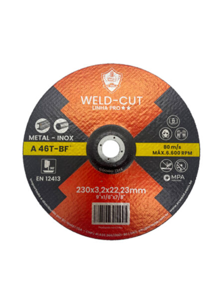 Discos de Corte Grossos WELD CUT 9" X 3,0MM X 7/8" PRÓ
