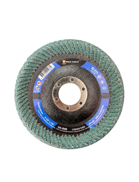 Discos de Flaps WELD CURVO 4½" X 1/8" X 7/8" G 40 SUPRA ZA