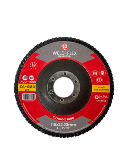 Discos de Flaps Zirconados Fibra Angular Weld Flex 4½" X 7/8" G 80 ECO ZA FIBRA ANGULAR