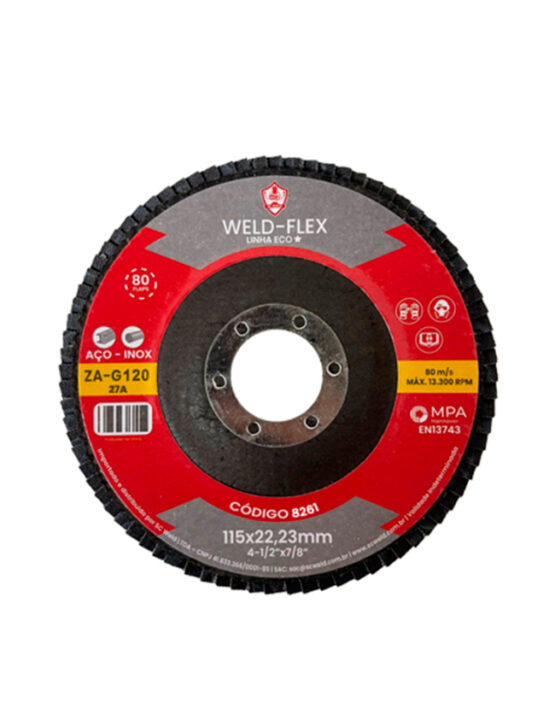 Discos de Flaps Zirconados WELD FLEX 4½" X 7/8" G 120 ECO ZA FIBRA ANGULAR