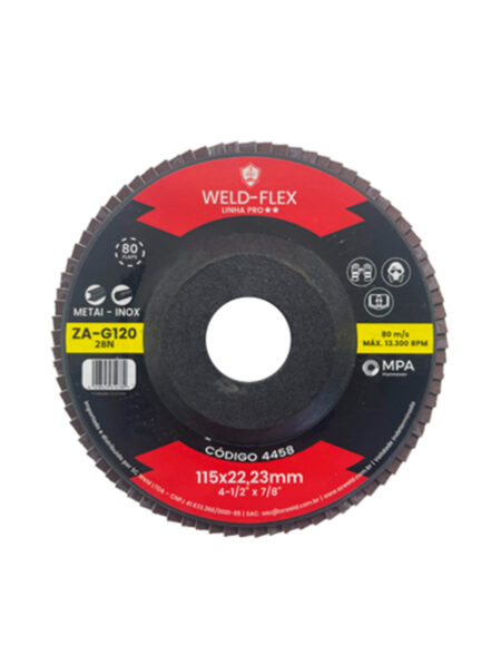 Discos de Flaps Zirconados WELD FLEX 4½" X 7/8" G 120 PRÓ ZA NYLON