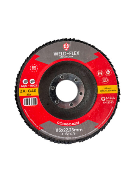 Discos de Flaps Zirconados WELD FLEX 4½" X 7/8" G 40 ECO ZA FIBRA ANGULAR