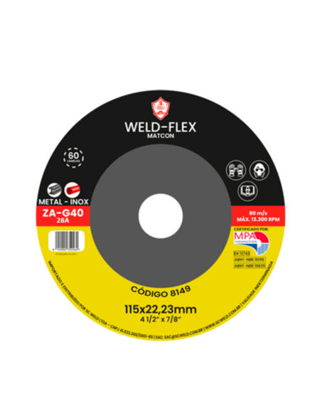 Discos de Flaps Zirconados WELD FLEX 4½" X 7/8" G 40 ECO ZA FIBRA RETO