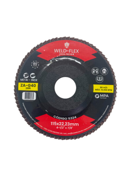 Discos de Flaps Zirconados WELD FLEX 4½" X 7/8" G 40 PRO ZA NYLON