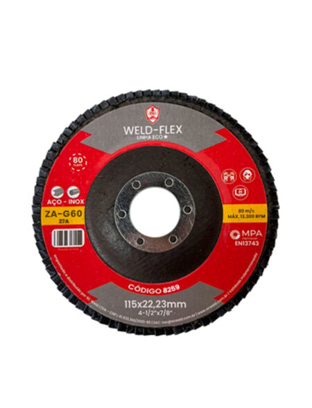 Discos de Flaps Zirconados WELD FLEX 4½" X 7/8" G 60 ECO ZA FIBRA ANGULAR