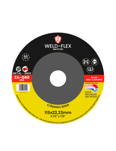 Discos de Flaps Zirconados WELD FLEX 4½" X 7/8" G 60 ECO ZA FIBRA RETO
