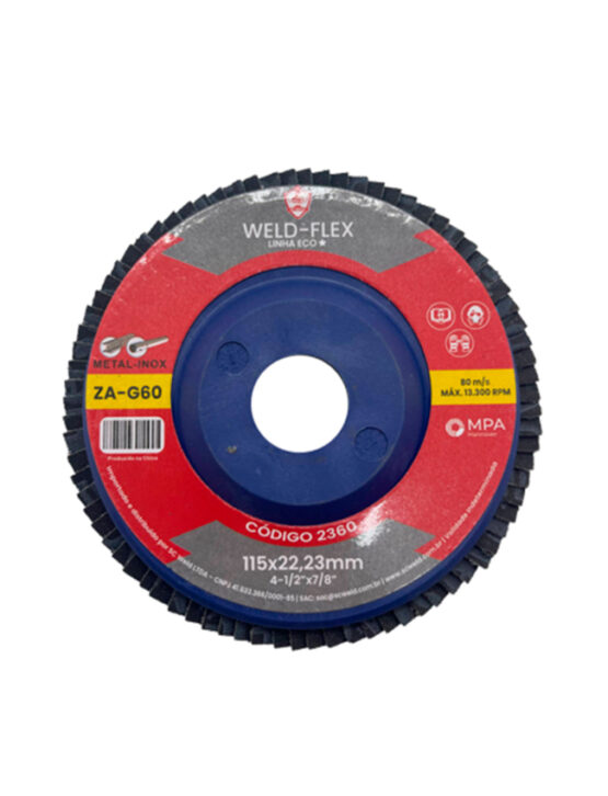 Discos de flaps zirconados WELD FLEX 4½" X 7/8" G 60 ECO ZA NYLON