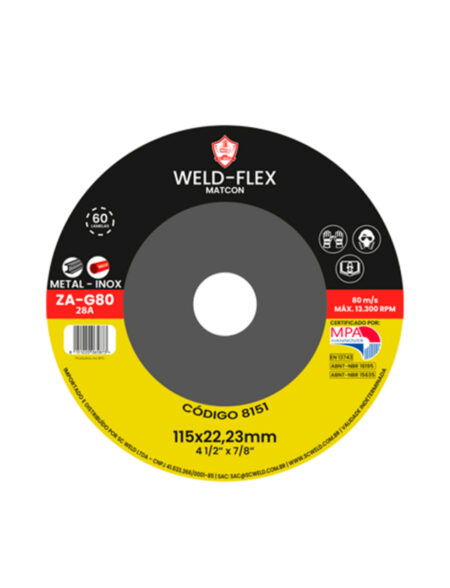 Discos de Flaps Zirconados WELD FLEX 4½" X 7/8" G 80 ECO ZA FIBRA RETO