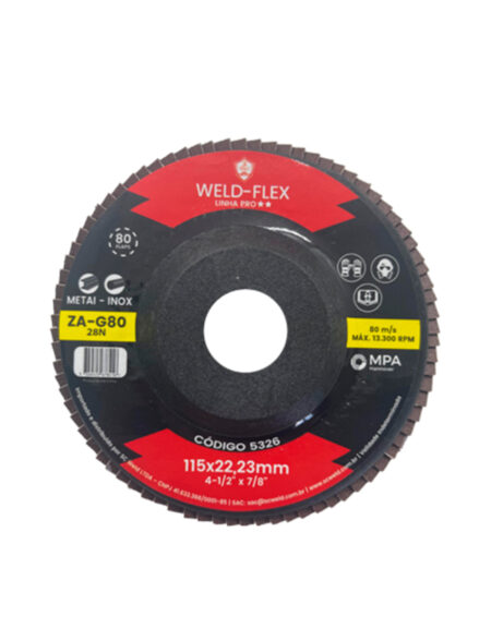 Discos de Flaps Zirconados WELD FLEX 4½" X 7/8" G 80 PRÓ ZA NYLON