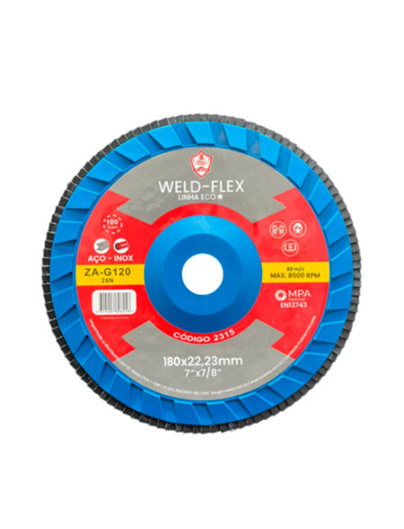 Discos de Flaps Zirconados WELD FLEX 7" X 7/8" G 120 ECO ZA NYLON