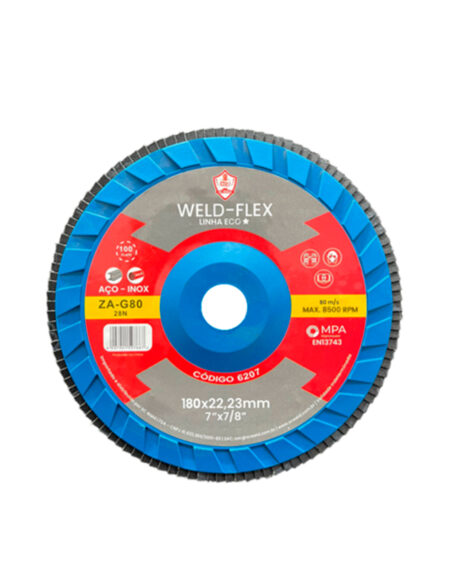 Discos de Flaps Zirconados WELD FLEX 7" X 7/8" G 80 ECO ZA NYLON