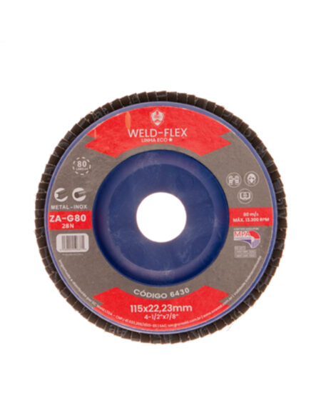 Discos de flaps zirconados WELD FLEX ½" X 7/8" G 80 ECO ZA NYLON
